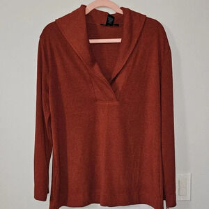Rust Orange Shawl Neck Sweater Size L